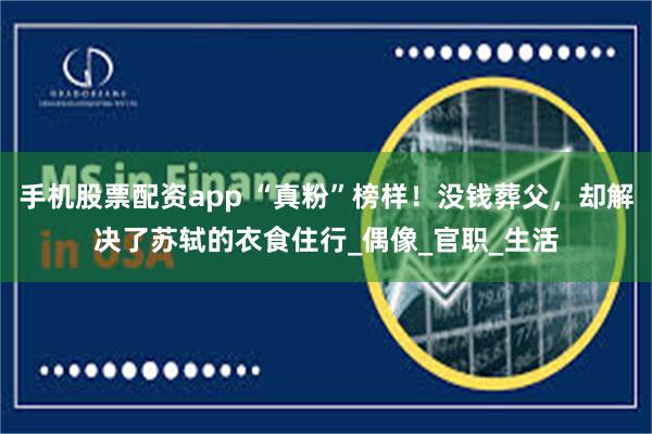手机股票配资app “真粉”榜样！没钱葬父，却解决了苏轼的衣食住行_偶像_官职_生活