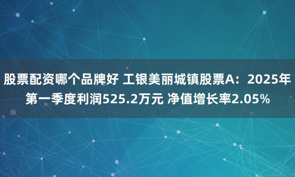 股票配资哪个品牌好 工银美丽城镇股票A：2025年第一季度利润525.2万元 净值增长率2.05%