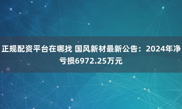 正规配资平台在哪找 国风新材最新公告：2024年净亏损6972.25万元
