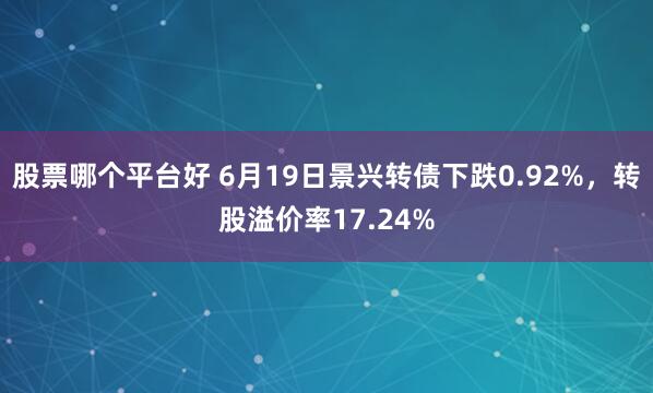 股票哪个平台好 6月19日景兴转债下跌0.92%，转股溢价率17.24%