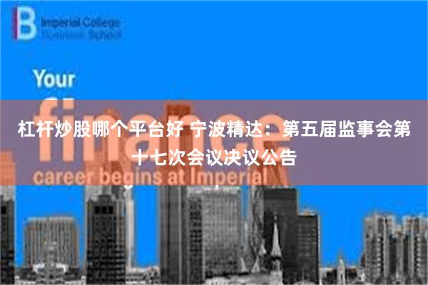 杠杆炒股哪个平台好 宁波精达：第五届监事会第十七次会议决议公告