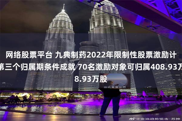 网络股票平台 九典制药2022年限制性股票激励计划第三个归属期条件成就 70名激励对象可归属408.93万股
