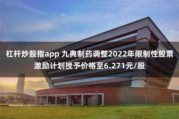 杠杆炒股指app 九典制药调整2022年限制性股票激励计划授予价格至6.271元/股