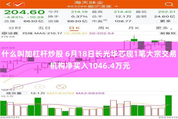 什么叫加杠杆炒股 6月18日长光华芯现1笔大宗交易 机构净买入1046.4万元