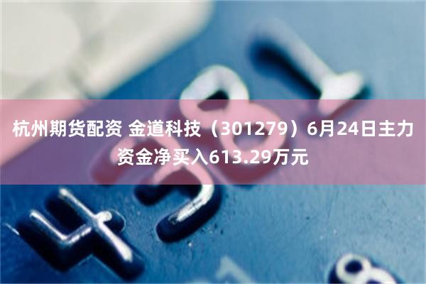 杭州期货配资 金道科技（301279）6月24日主力资金净买入613.29万元
