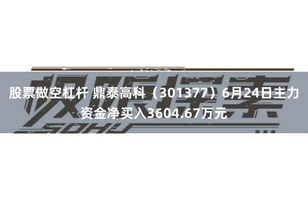 股票做空杠杆 鼎泰高科(301377)6月24日主力资金净买入3604.67万元