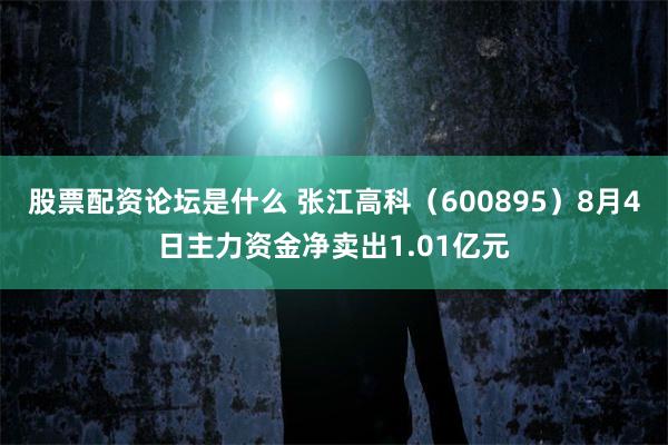 股票配资论坛是什么 张江高科（600895）8月4日主力资金净卖出1.01亿元