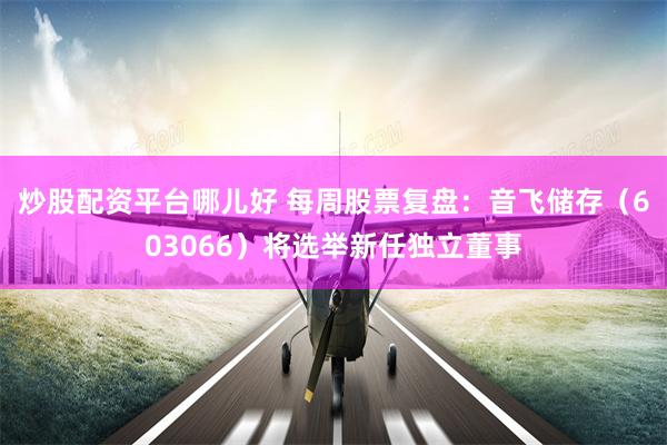 炒股配资平台哪儿好 每周股票复盘：音飞储存（603066）将选举新任独立董事