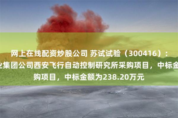 网上在线配资炒股公司 苏试试验（300416）：中标中国航空工业集团公司西安飞行自动控制研究所采购项目，中标金额为238.20万元
