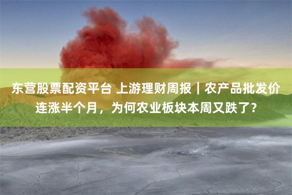 东营股票配资平台 上游理财周报｜农产品批发价连涨半个月，为何农业板块本周又跌了？