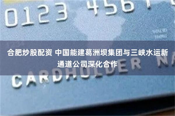 合肥炒股配资 中国能建葛洲坝集团与三峡水运新通道公司深化合作
