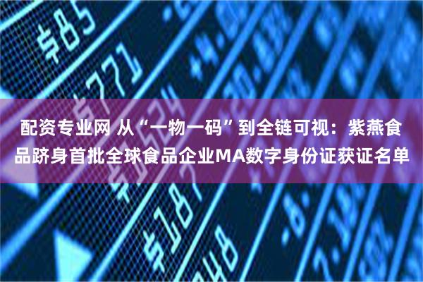 配资专业网 从“一物一码”到全链可视：紫燕食品跻身首批全球食品企业MA数字身份证获证名单
